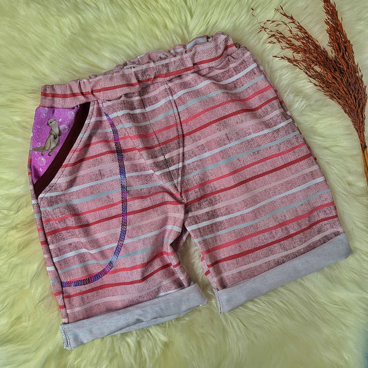 Sommershorts - "Jeansprint Rosa-gestreift" - Gr. 122