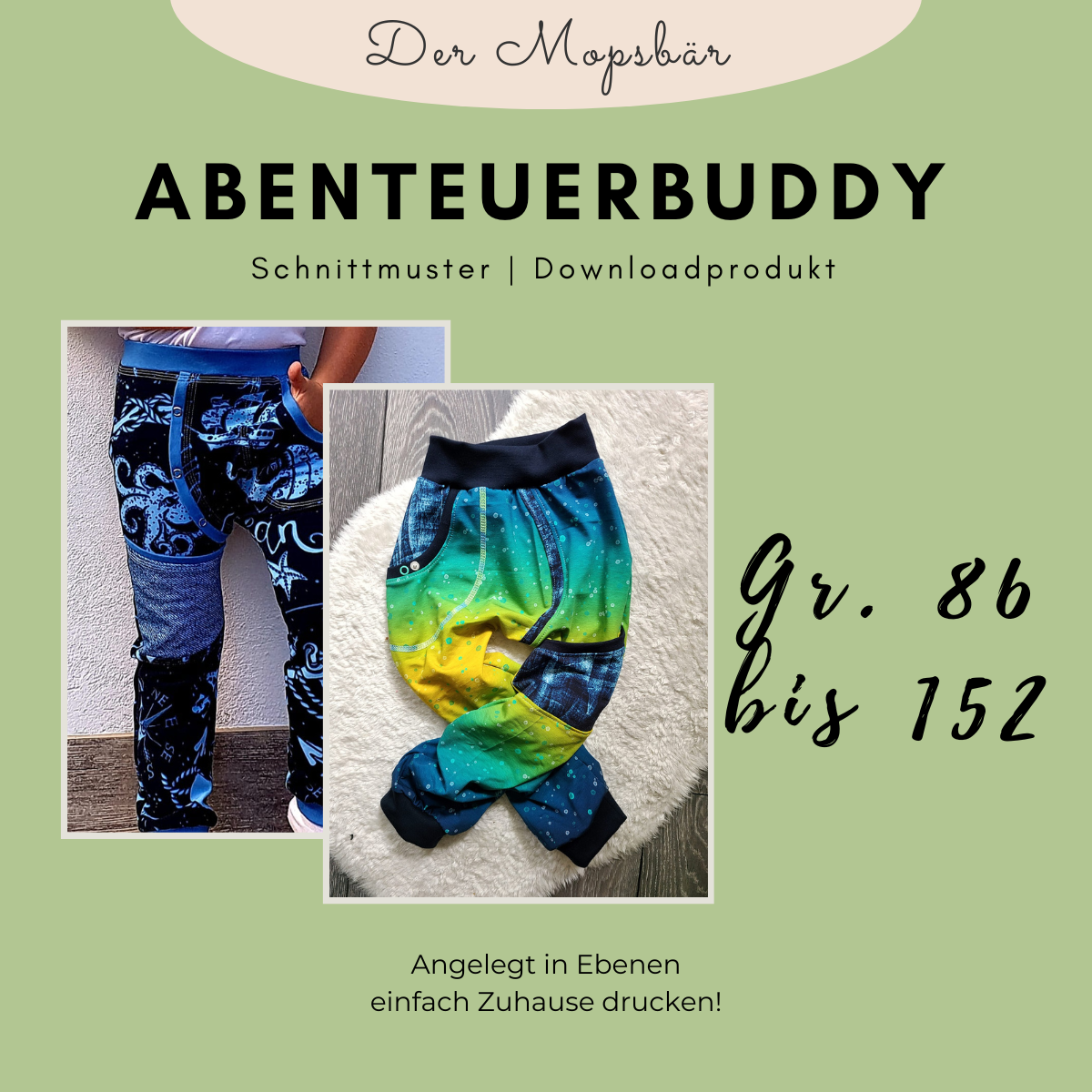 Schnittmuster Hose "Abenteuerbuddy" Gr. 86-152