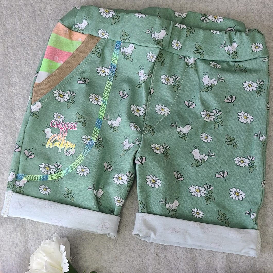 Shorts - Gr. 98 - Vögelchen Mint (Choose to be Happy)