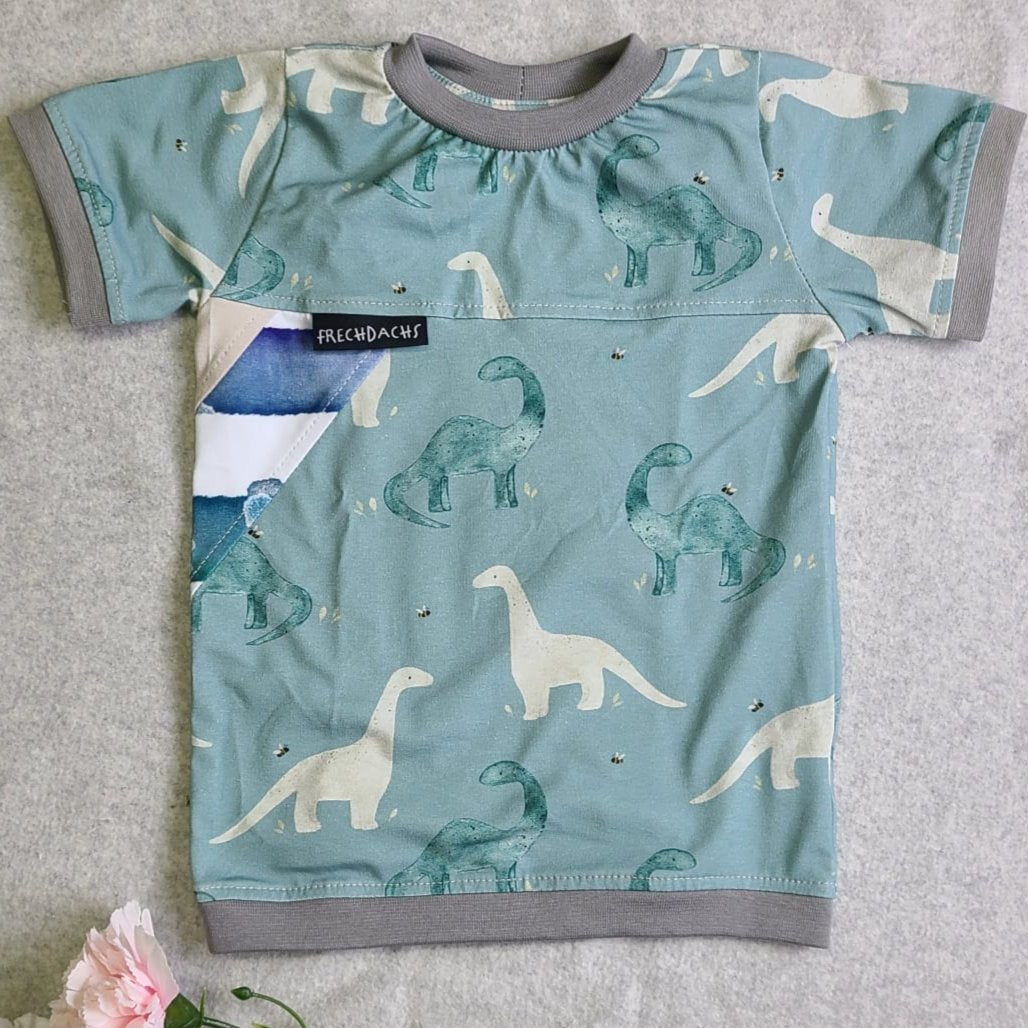 Basicshirt Gr. 86 - Dino Aquarell Mint